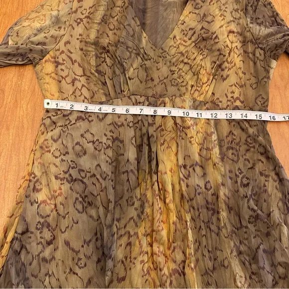 Vintage Alberto Makali Mini Dress Large Brown Cheetah Print Boho Tunic Going Out - Picture 8 of 8